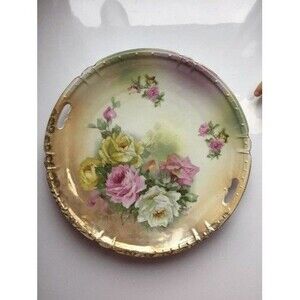 VTG Carl Schumann Arzberg Bavaria Porcelain Wild Roses Chop/Cabinet Plate